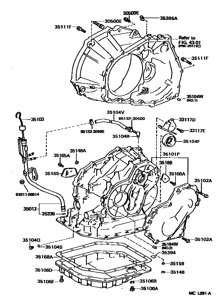 Toyota COROLLA 变速器壳和油底壳(ATM) EPC diagram — MCL091A