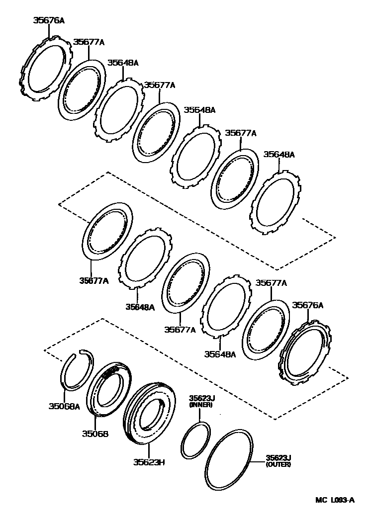 Toyota COROLLA 3号制动器、一档和倒档制动器(ATM) EPC diagram — MCL093A