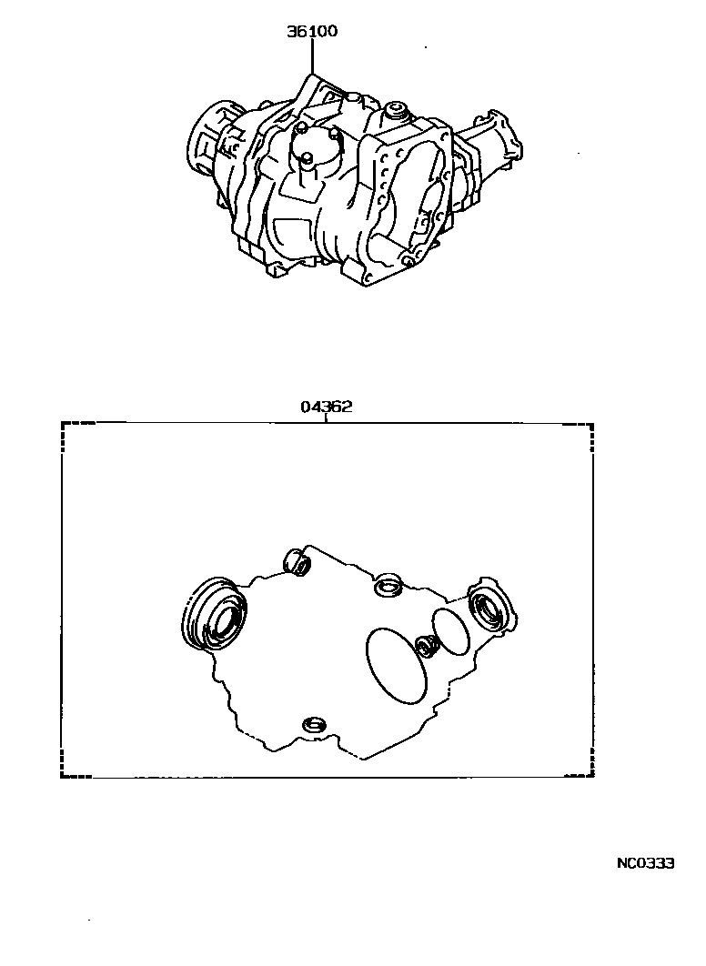 Toyota COROLLA Transfer Assembly & Gasket Kit EPC diagram — NC0333