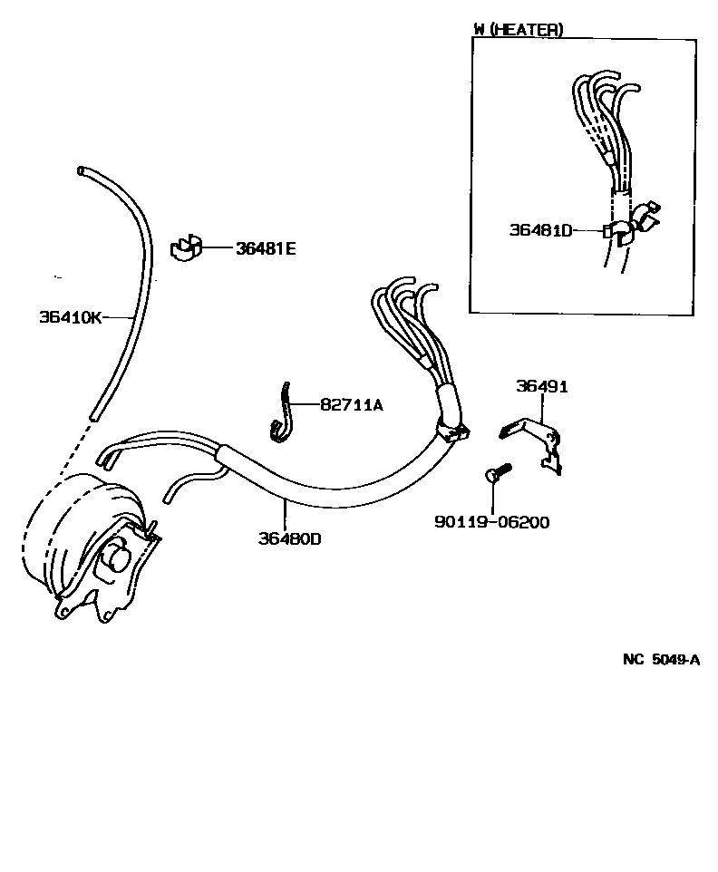 Toyota COROLLA 分动器真空管 EPC diagram — NC5049A