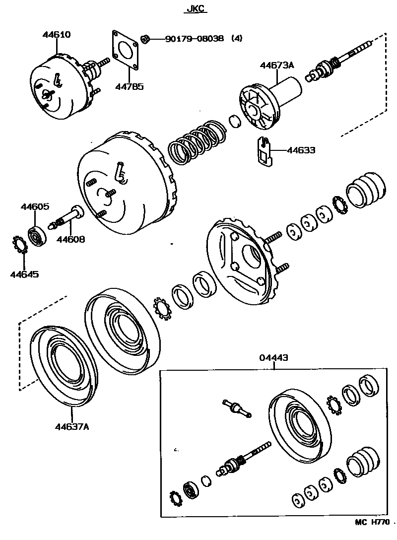 Toyota COROLLA 制动助力器和真空管 EPC diagram — MCH770