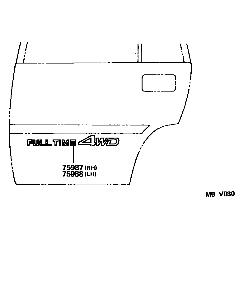 Toyota COROLLA 车身镶条 EPC diagram — MBV030