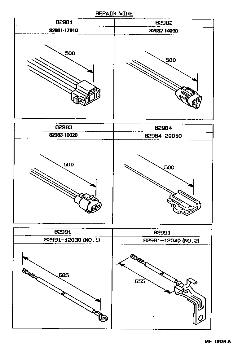 Toyota COROLLA 线束和卡夹 EPC diagram — MEQ976A