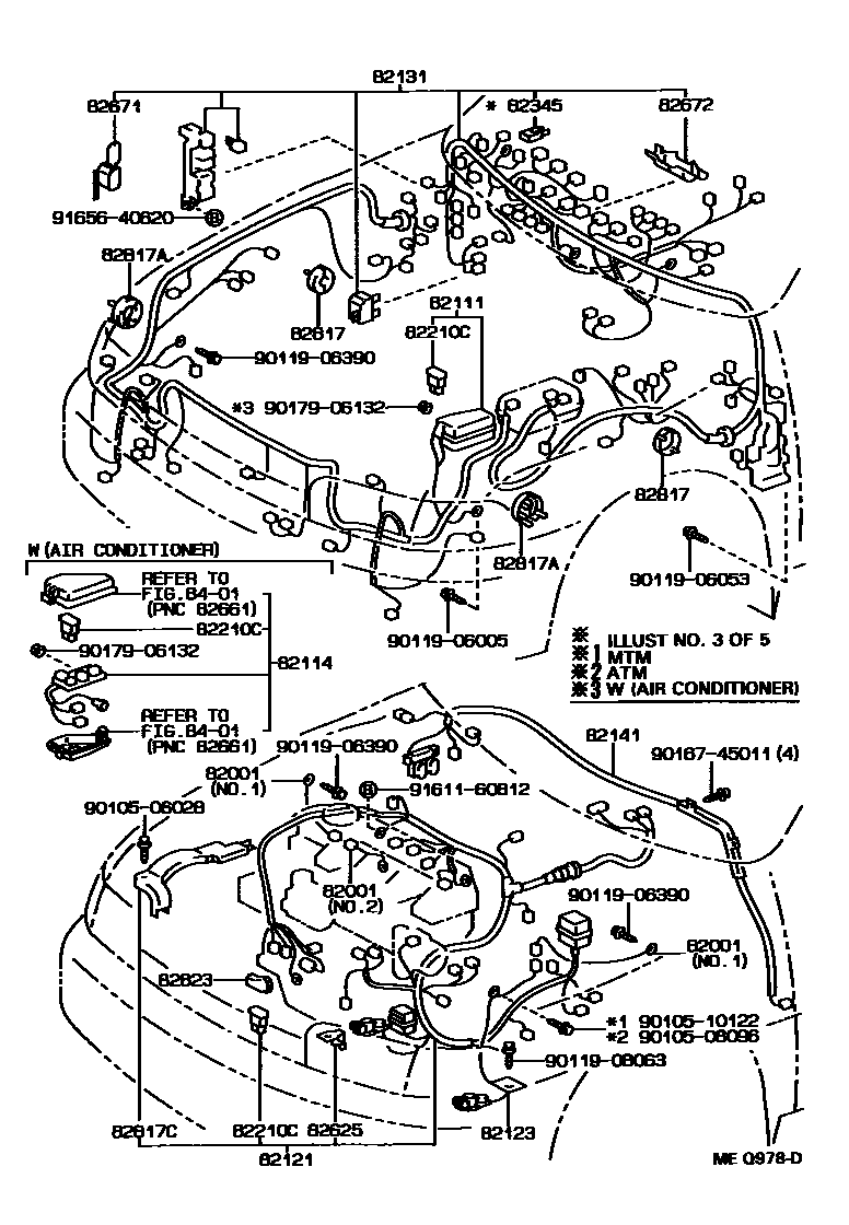 Toyota COROLLA 线束和卡夹 EPC diagram — MEQ978D