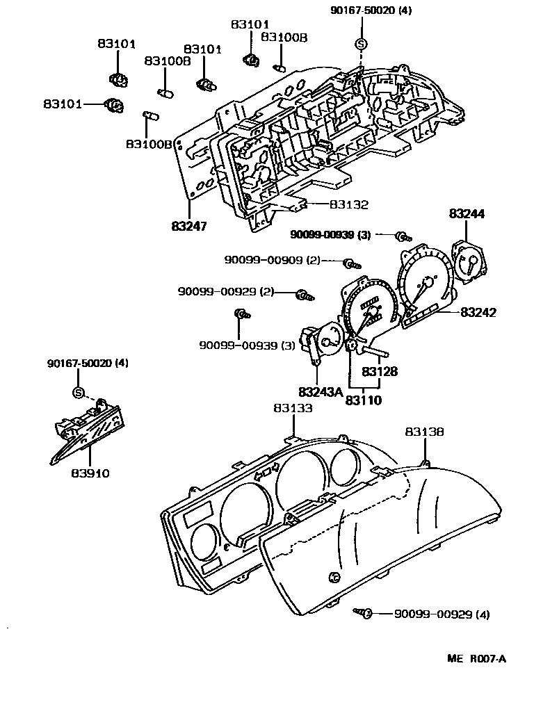 Toyota COROLLA 仪表 EPC diagram — MER007A