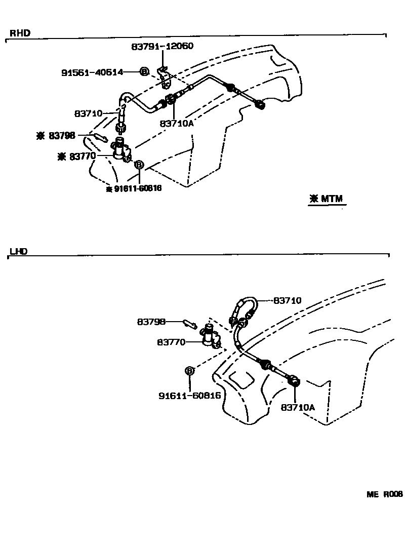 Toyota COROLLA 仪表 EPC diagram — MER008