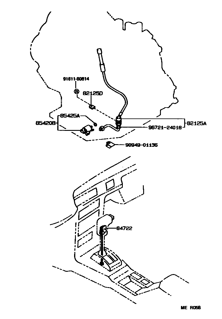 Toyota COROLLA 超速档和电子控制变速器 EPC diagram — MER058