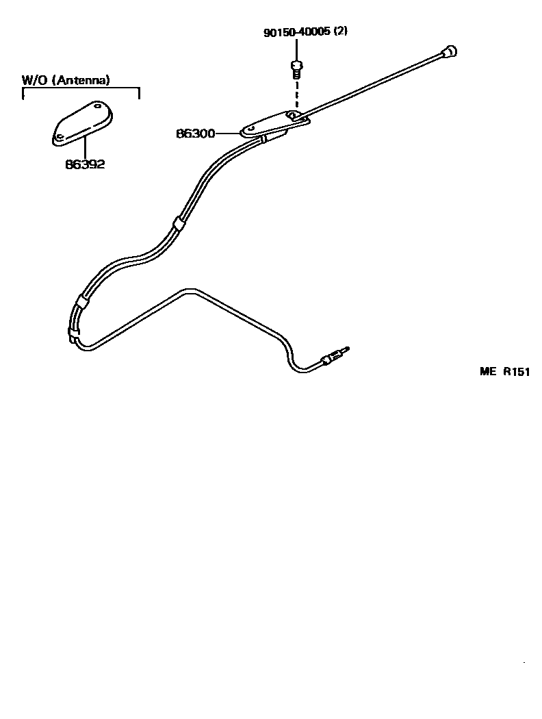 Toyota COROLLA antenna EPC diagram — MER151