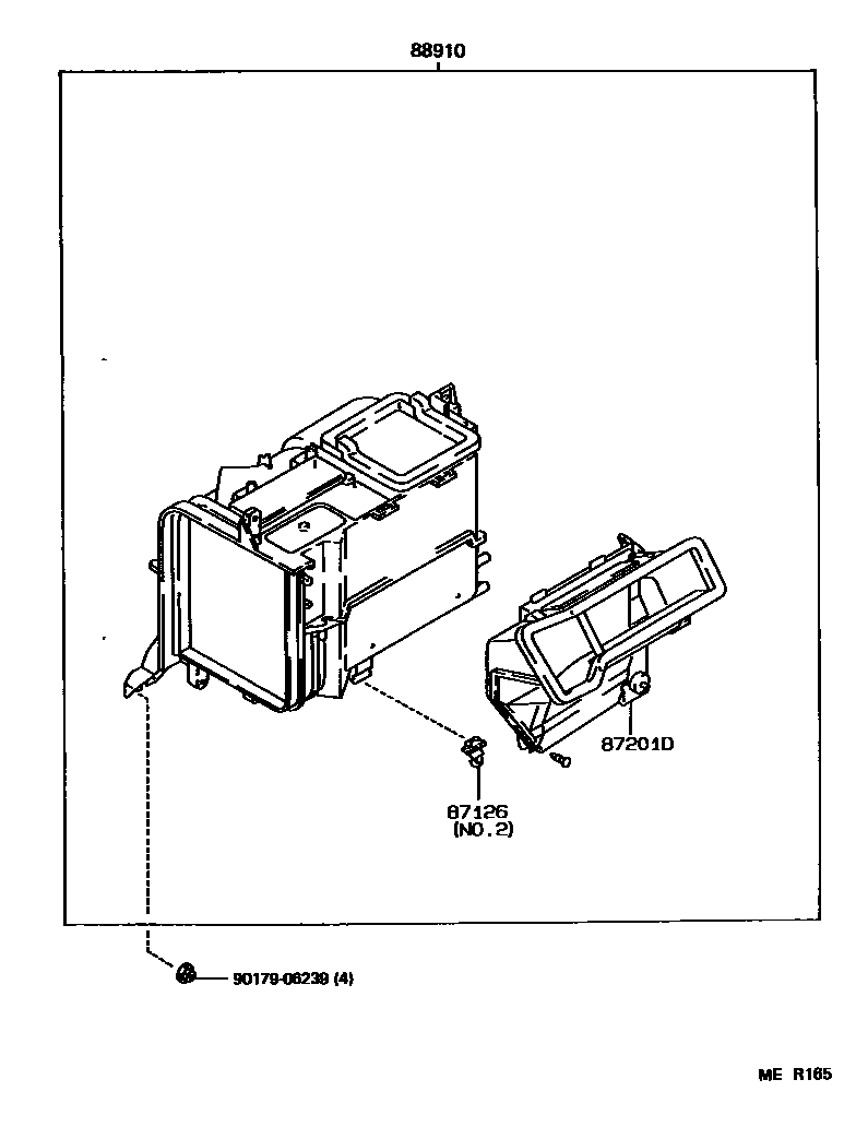 Toyota COROLLA 暖风和空调系统 - 加热装置和鼓风机 EPC diagram — MER165