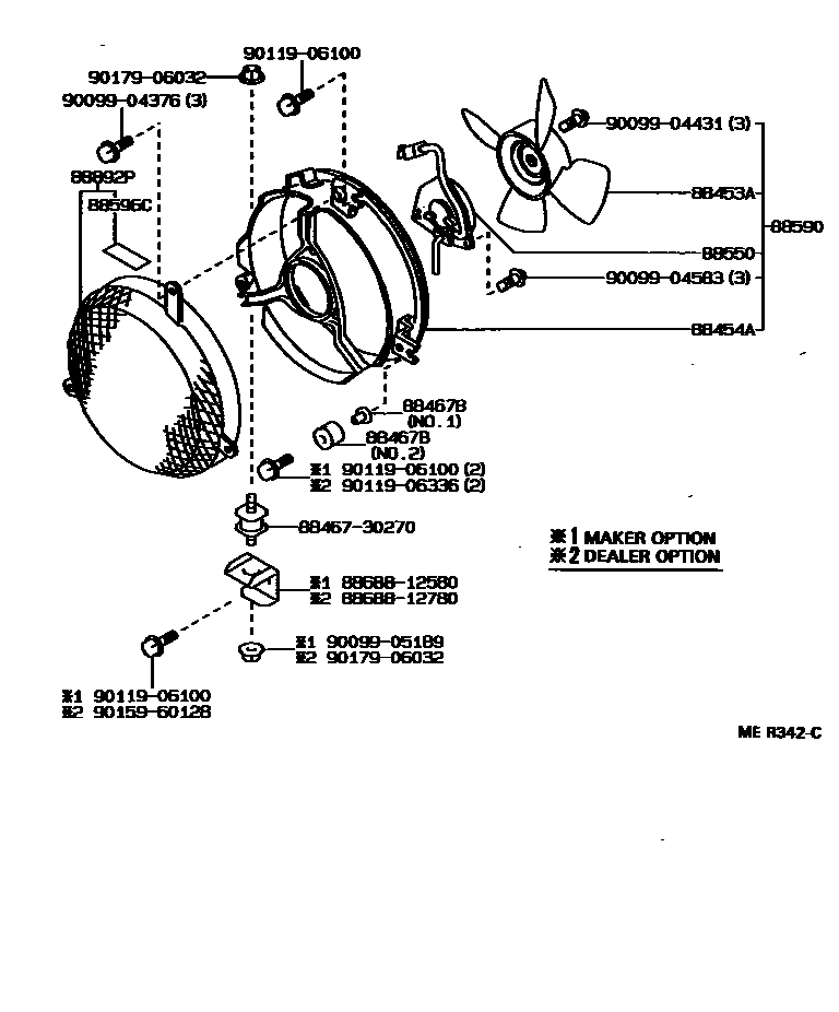 Toyota COROLLA Heating & Air Conditioning - Cooler Piping EPC diagram — MER342C