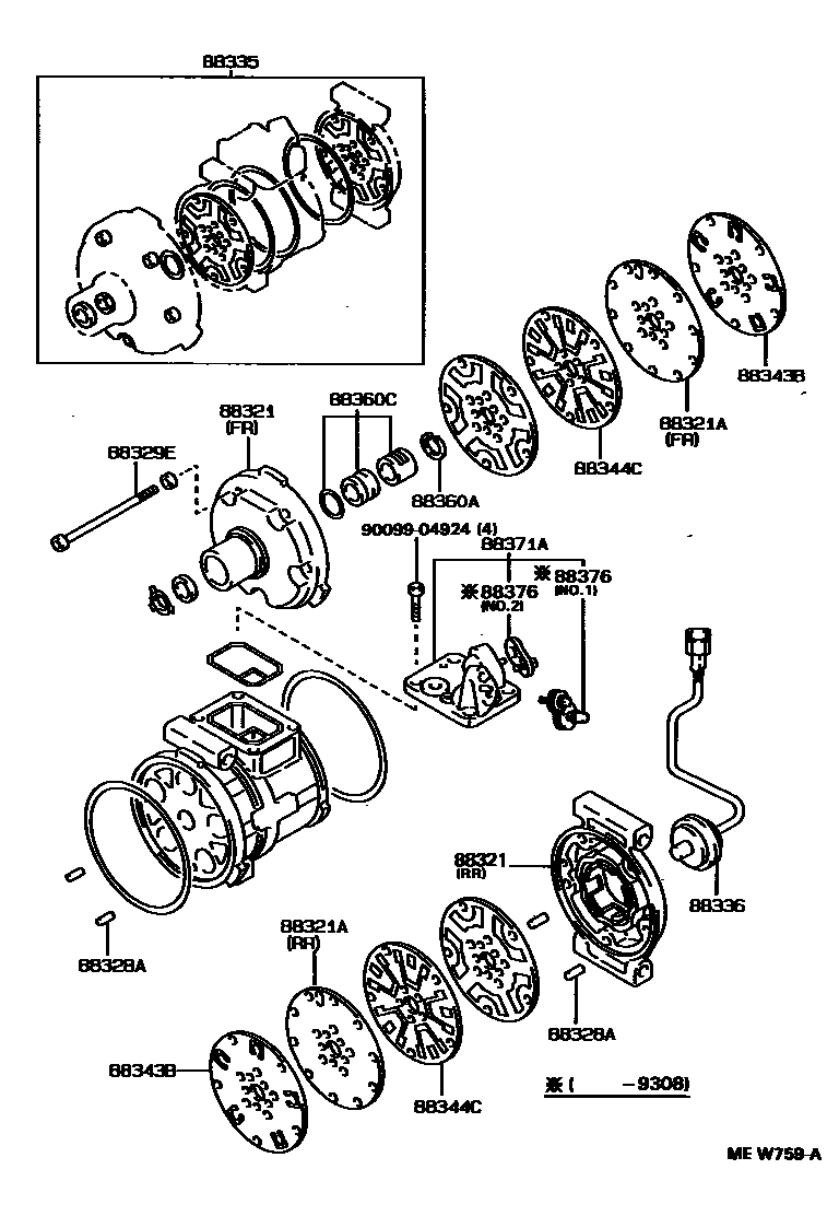 Toyota COROLLA Heating & Air Conditioning - Compressor EPC diagram — MEW759A