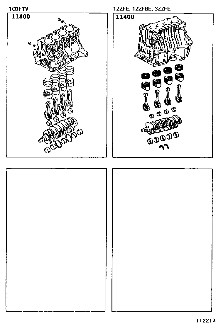Toyota COROLLA Short Block Assembly EPC diagram — 112213A