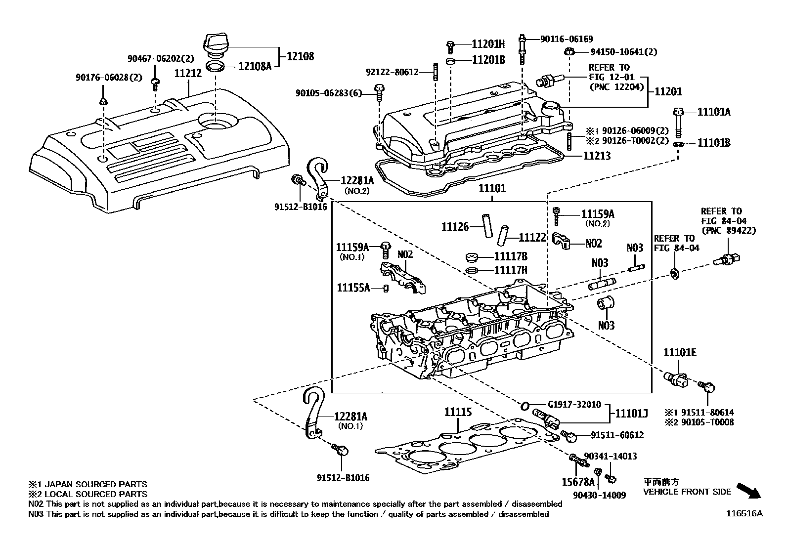 Toyota COROLLA Cylinder Head EPC diagram — 116516A
