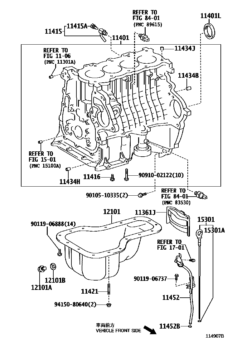 Toyota COROLLA Cylinder Block EPC diagram — 114907B