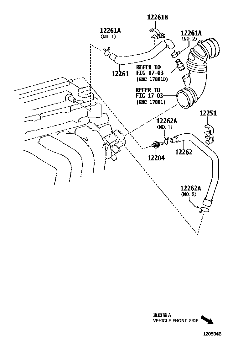 Toyota COROLLA Ventilation Hose EPC diagram — 120584B