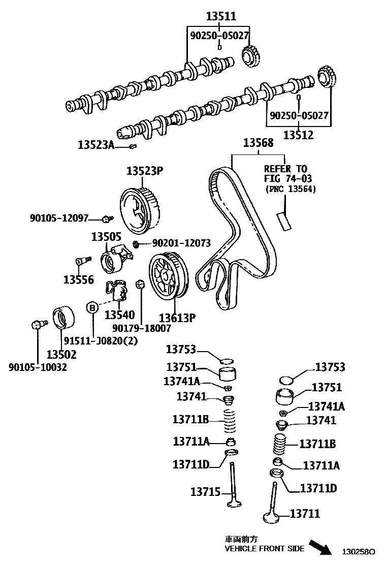 Toyota COROLLA Camshaft & Valve EPC diagram — 130258O