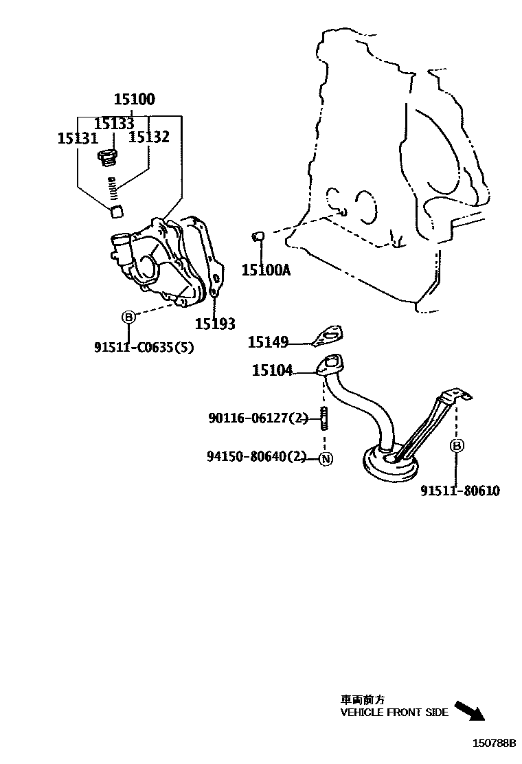 Toyota COROLLA Engine Oil Pump EPC diagram — 150788B