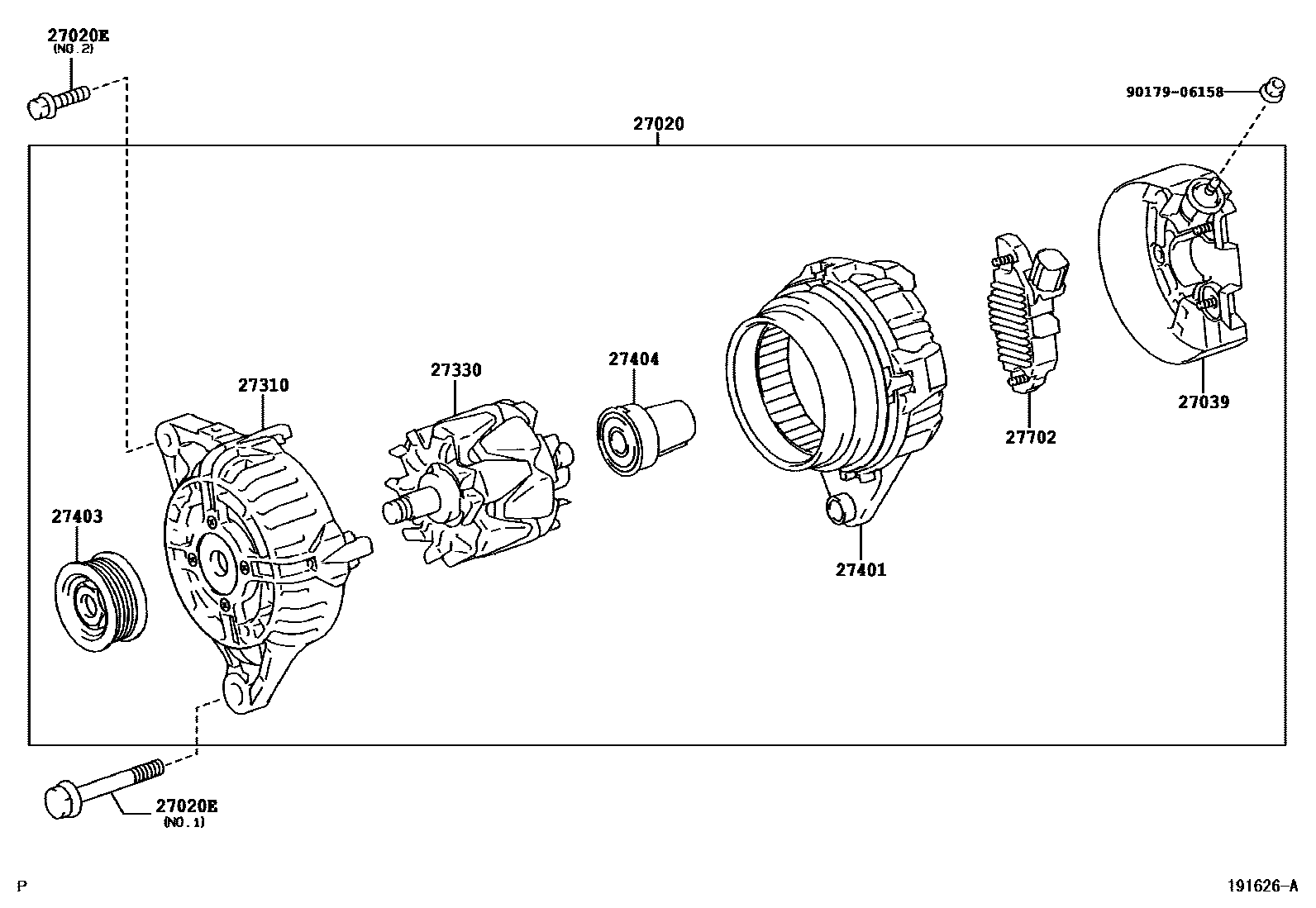 Toyota COROLLA Alternator EPC diagram — 191626A