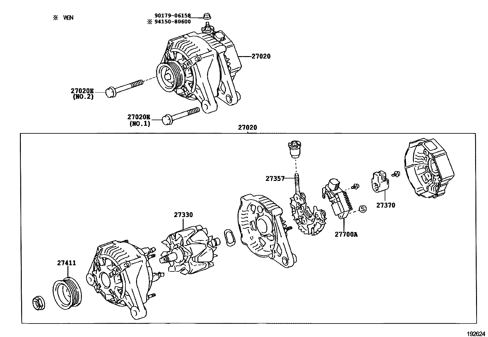 Toyota COROLLA Alternator EPC diagram — 192624E