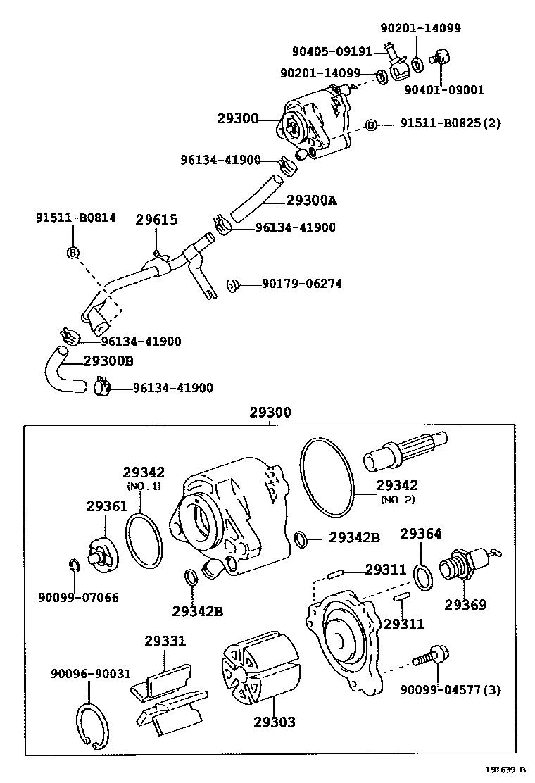 Toyota COROLLA 真空泵 EPC diagram — 191639B
