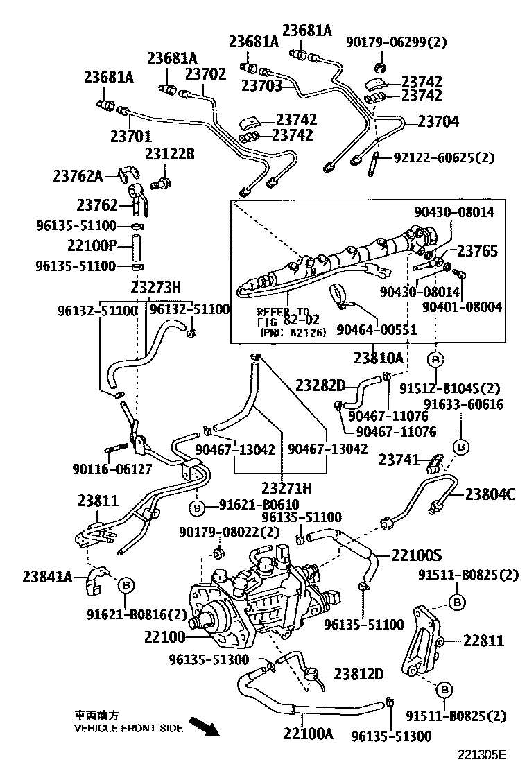 Toyota COROLLA 喷油泵总成 EPC diagram — 221305E