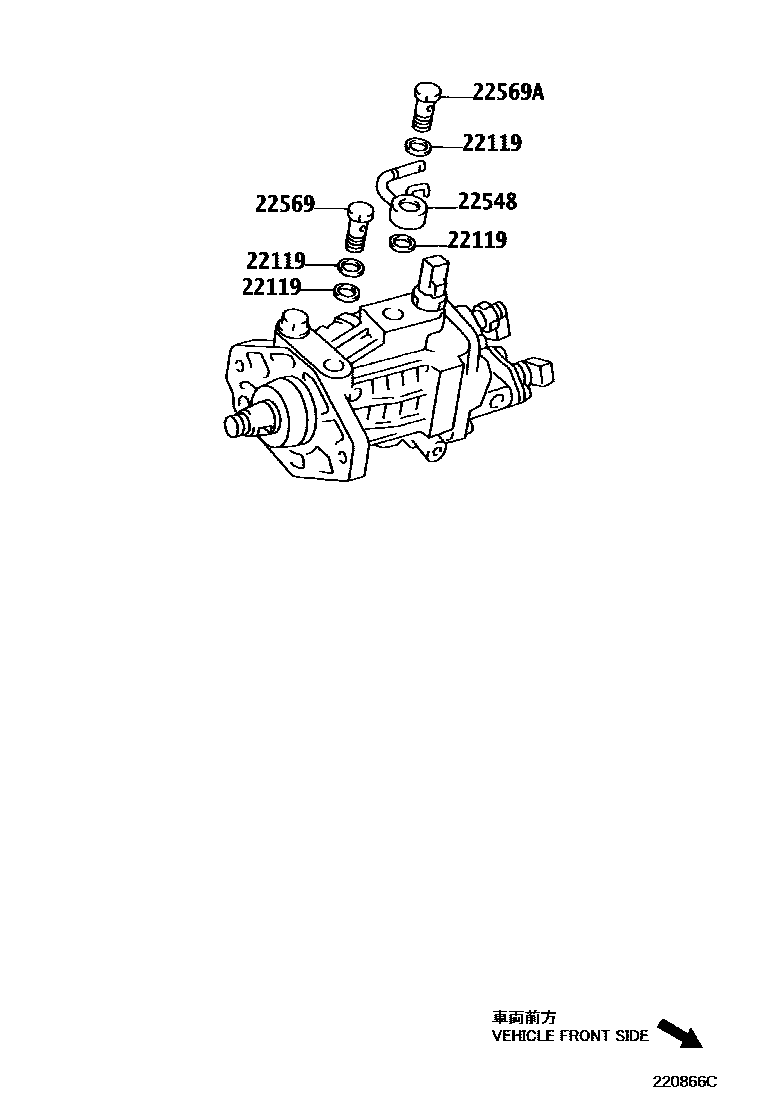 Toyota COROLLA 喷油泵体 EPC diagram — 220866C