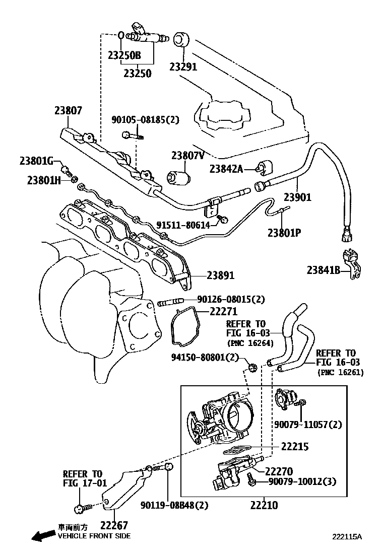 Toyota COROLLA 燃油喷射系统 EPC diagram — 222115A