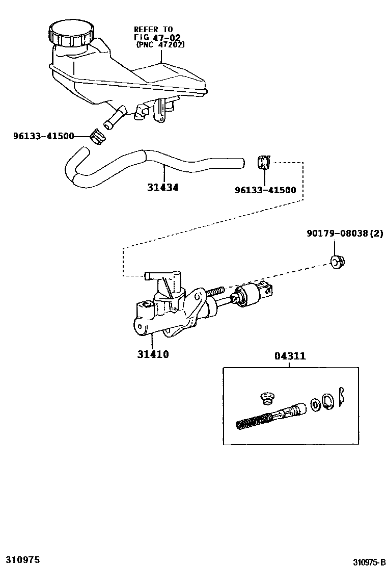 Toyota COROLLA 离合器总泵 EPC diagram — 310975B
