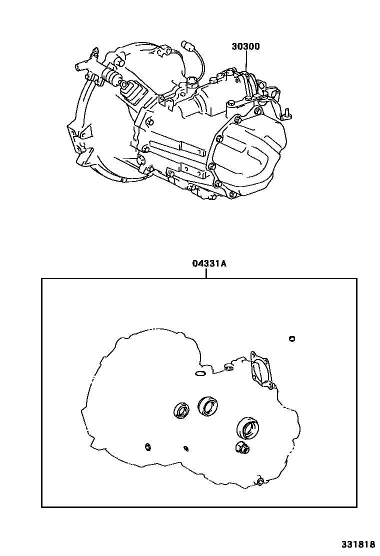 Toyota COROLLA 传动桥或变速器总成和衬垫组件(MTM) EPC diagram — 331818