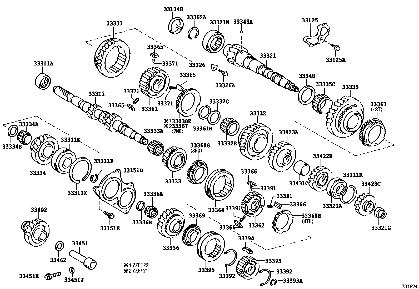 Toyota COROLLA 变速器齿轮(MTM) EPC diagram — 331824A