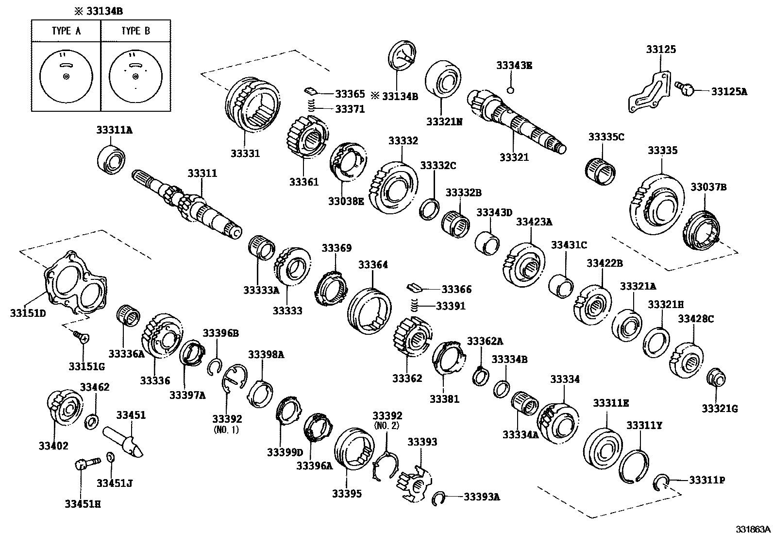 Toyota COROLLA 变速器齿轮(MTM) EPC diagram — 331863A