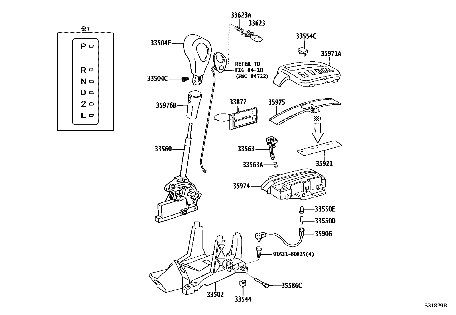 Toyota COROLLA Shift Lever & Retainer EPC diagram — 331829B