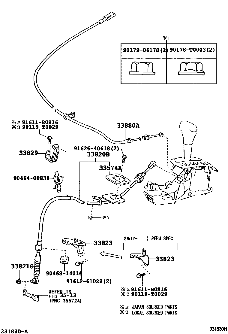 Toyota COROLLA Shift Lever & Retainer EPC diagram — 331830H