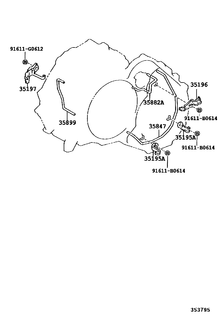 Toyota COROLLA 阀体和滤油网(ATM) EPC diagram — 353795