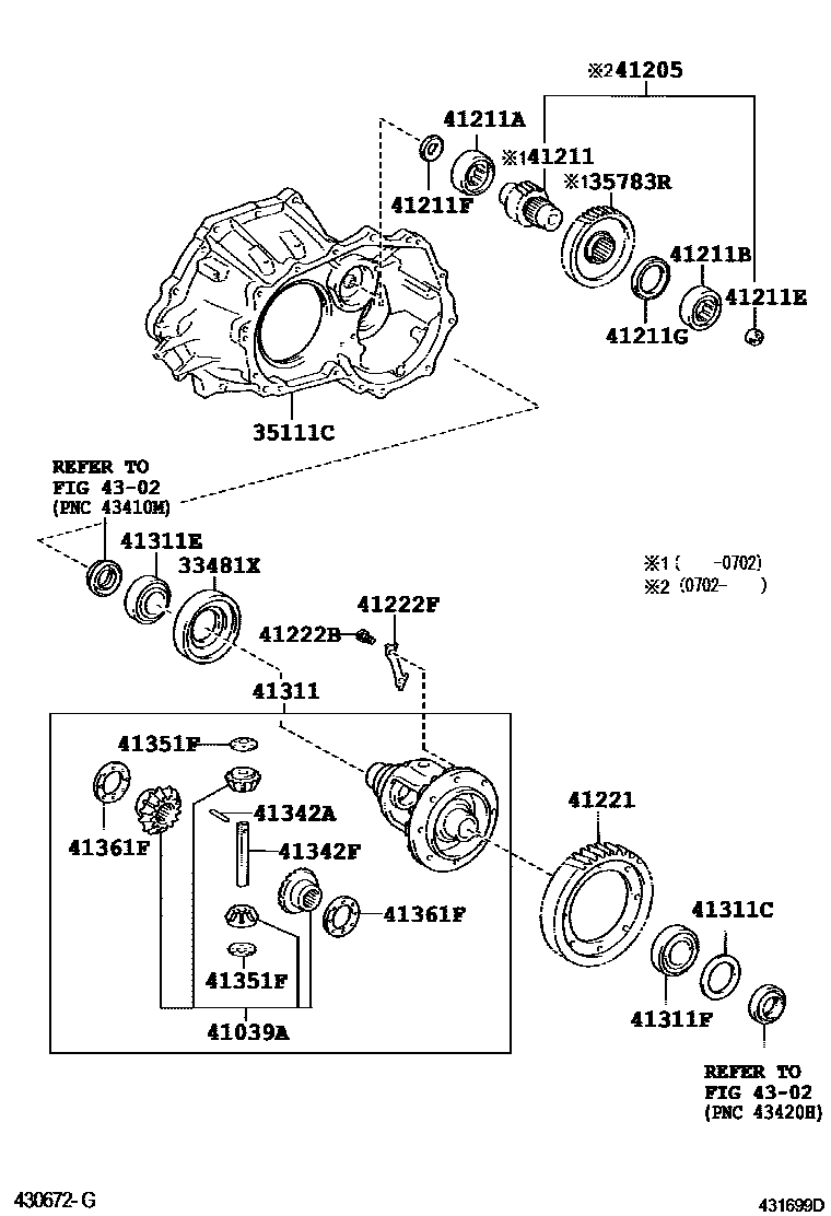 Toyota COROLLA 前桥壳和差速器 EPC diagram — 431699D