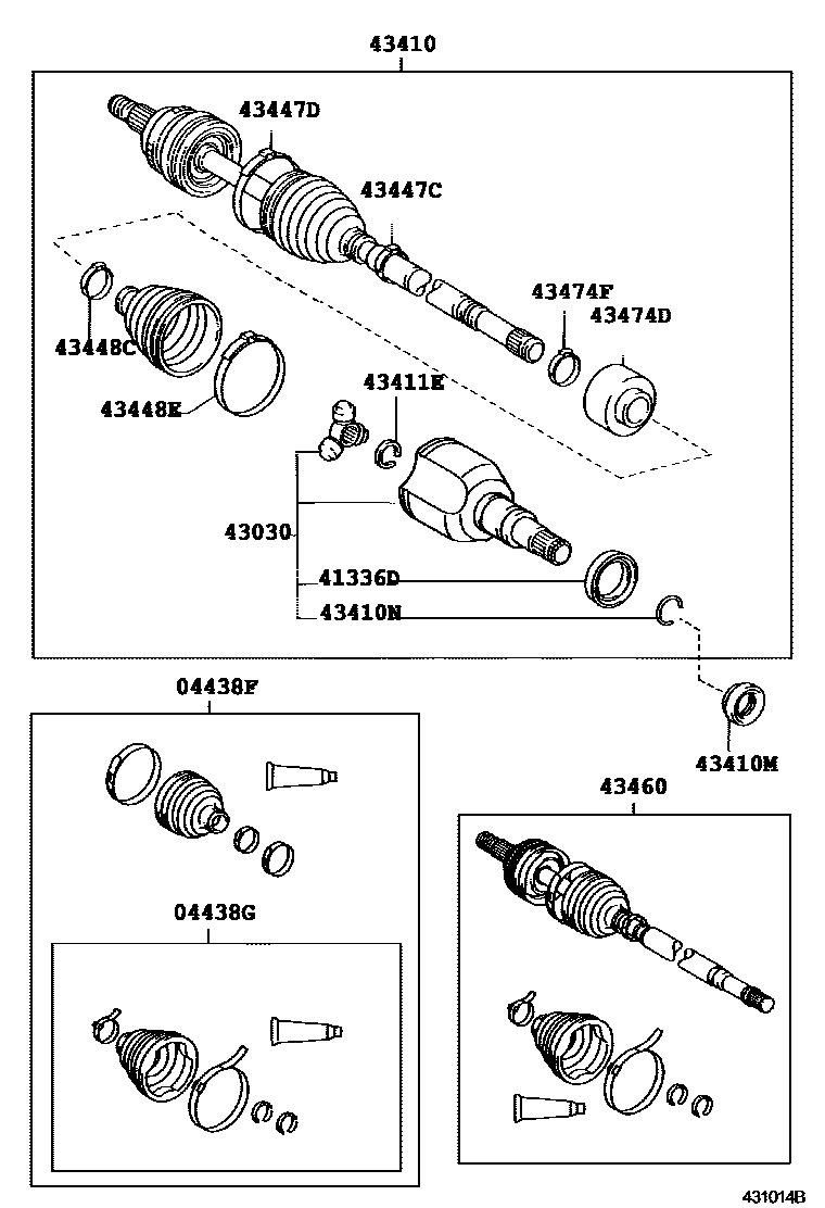 Toyota COROLLA Front Drive Shaft EPC diagram — 431014B