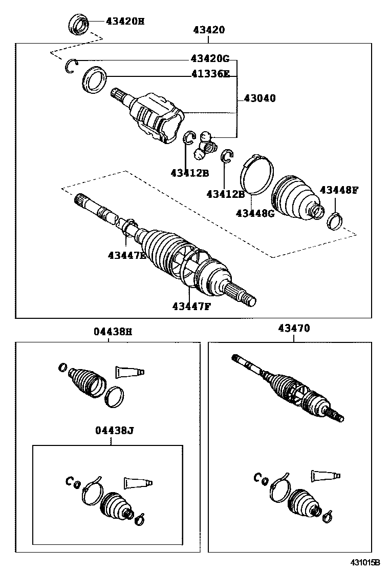 Toyota COROLLA Front Drive Shaft EPC diagram — 431015B