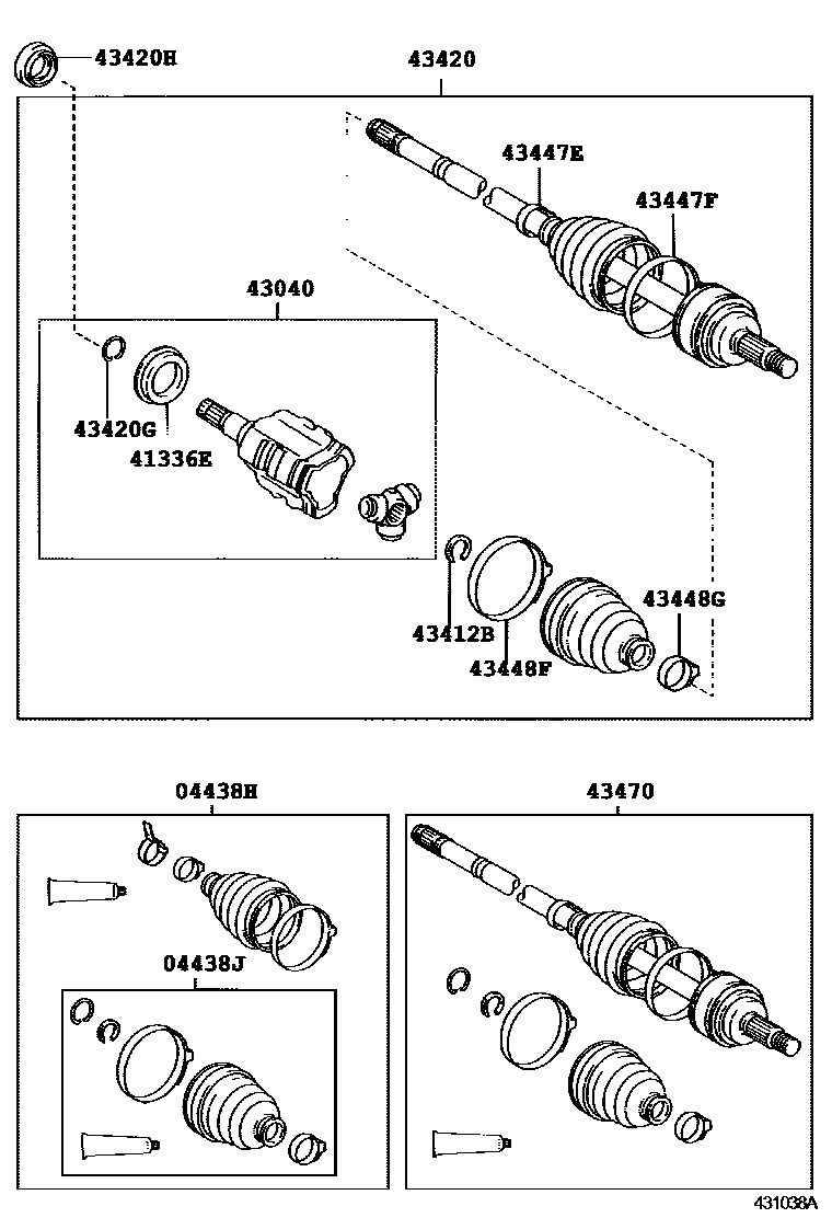 Toyota COROLLA Front Drive Shaft EPC diagram — 431038A