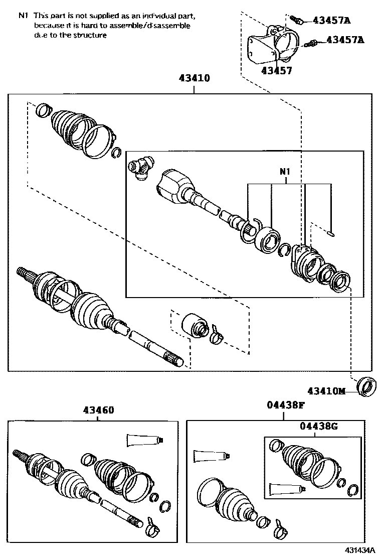 Toyota COROLLA Front Drive Shaft EPC diagram — 431434A