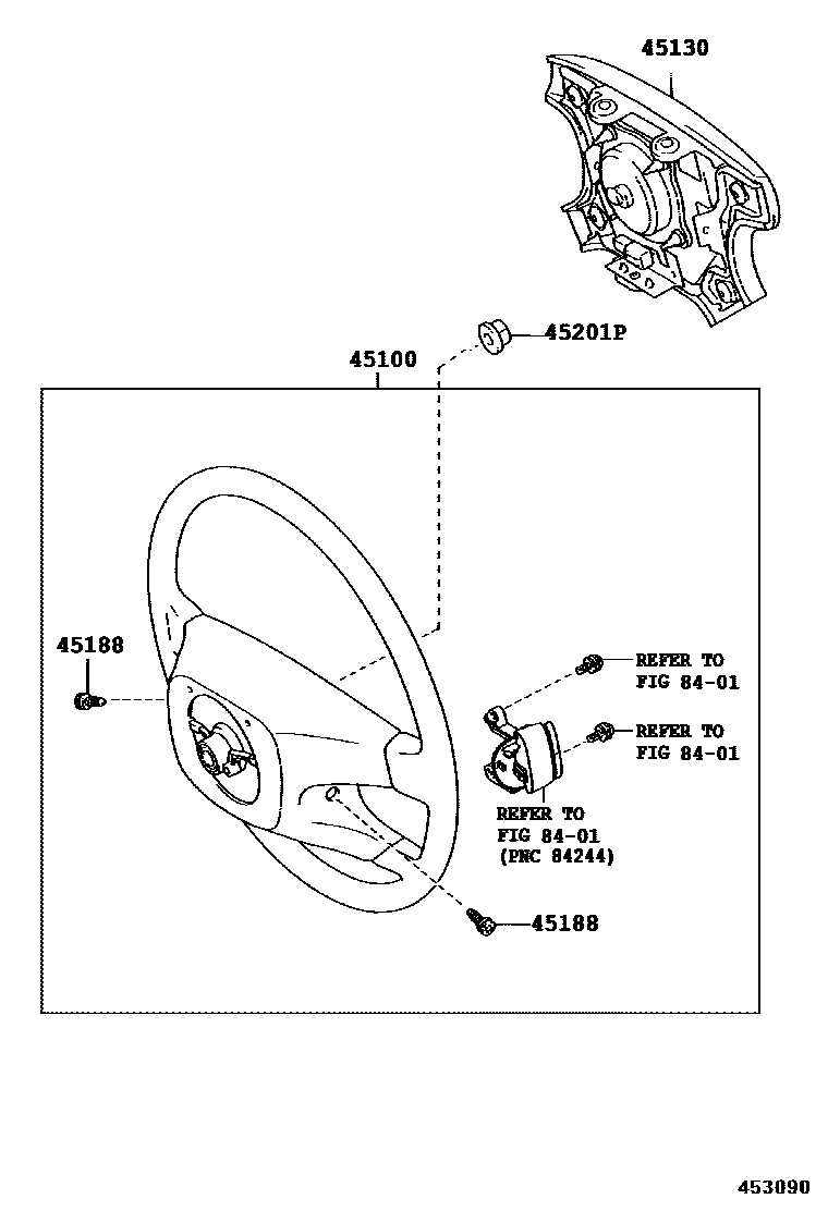 Toyota COROLLA Steering Wheel EPC diagram — 453090A