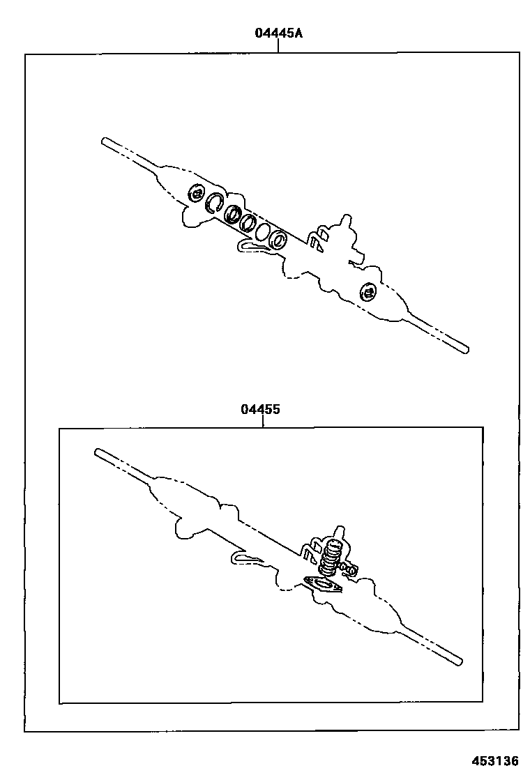Toyota COROLLA 前转向齿轮和连杆 EPC diagram — 453136