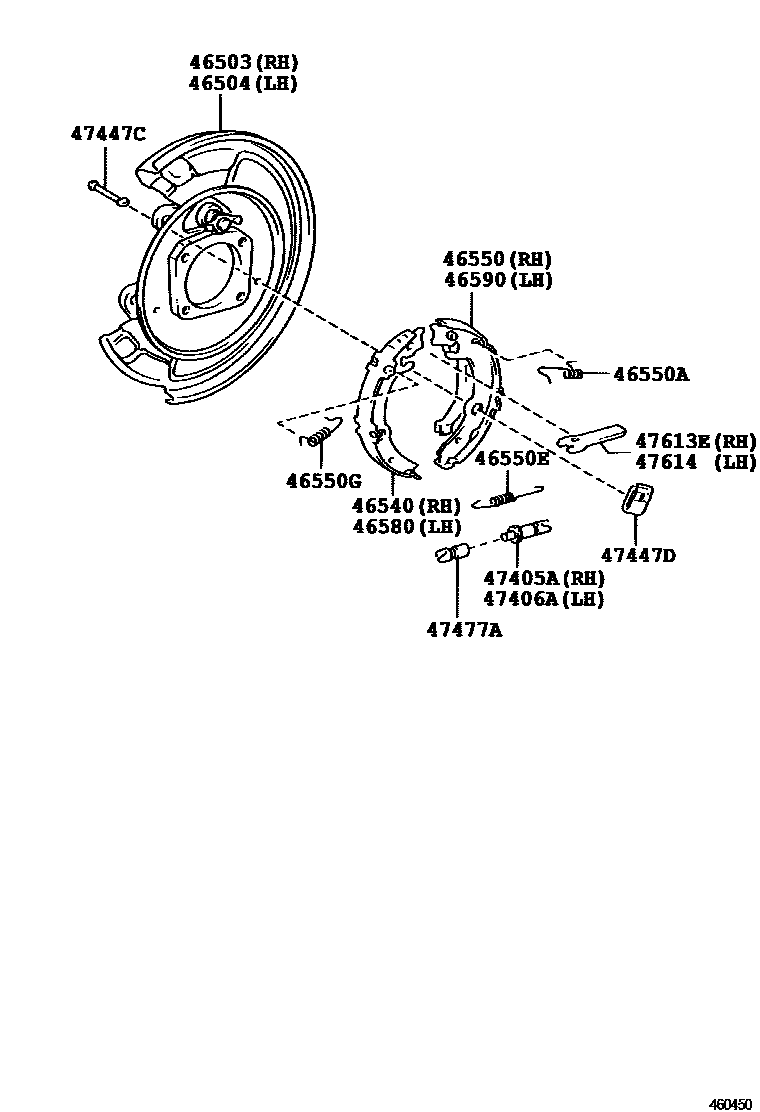 Toyota COROLLA Parking Brake & Cable EPC diagram — 460450A