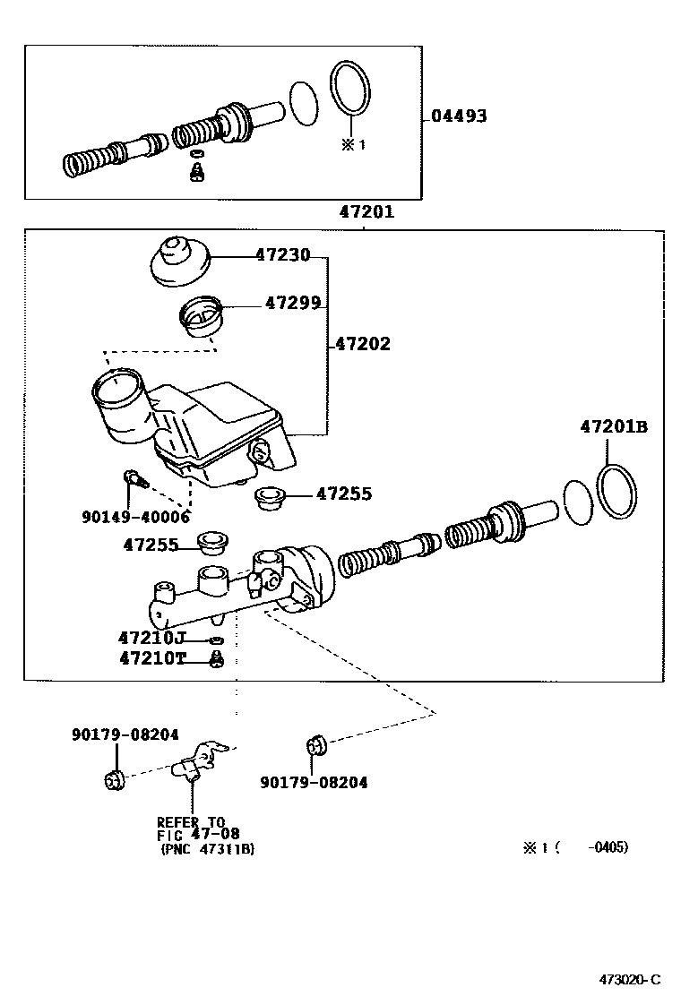 Toyota COROLLA 制动总泵 EPC diagram — 473020C