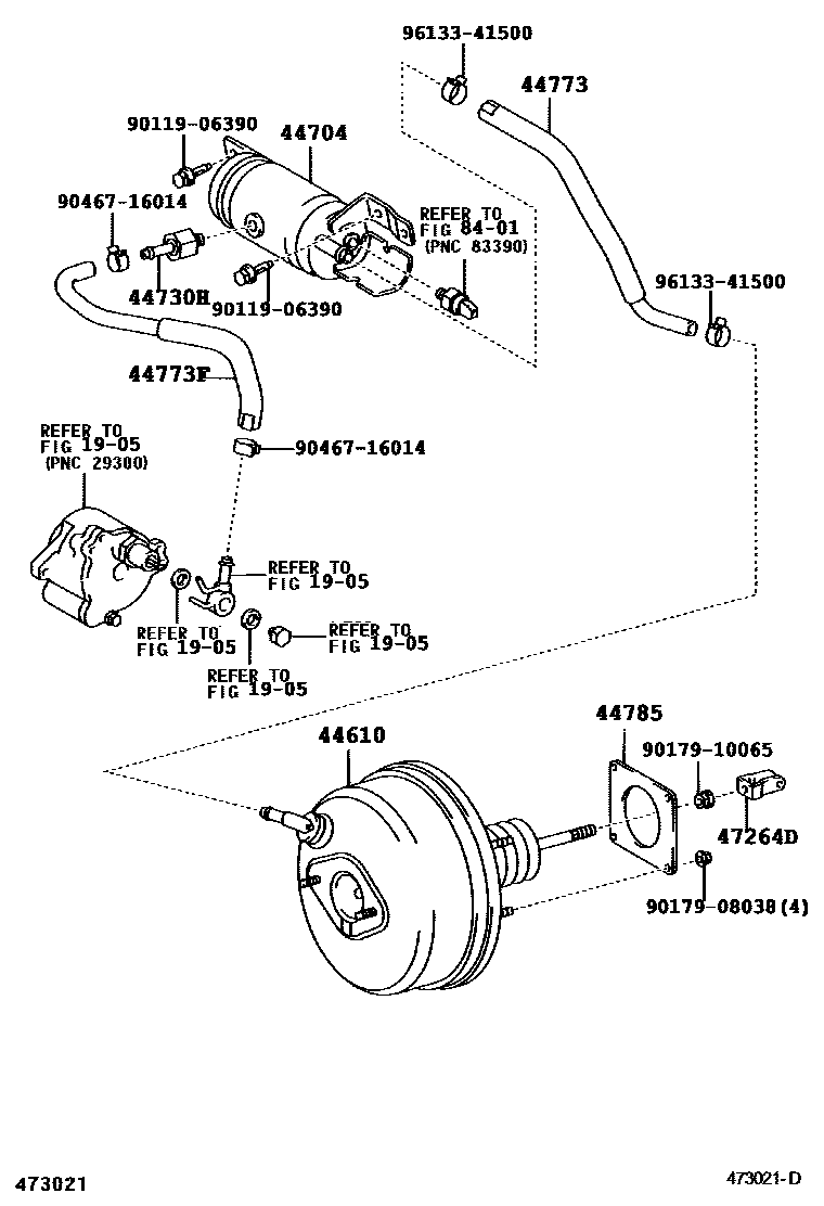 Toyota COROLLA 制动助力器和真空管 EPC diagram — 473021D