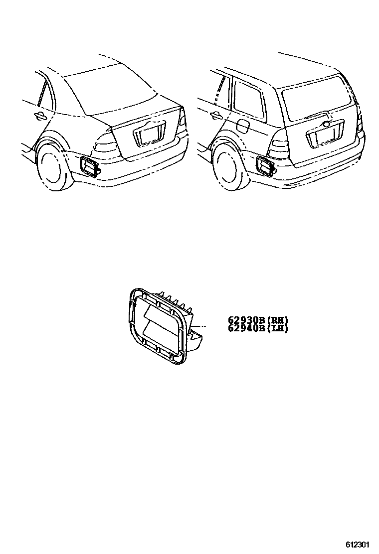 Toyota COROLLA 车侧通风装置 EPC diagram — 612301