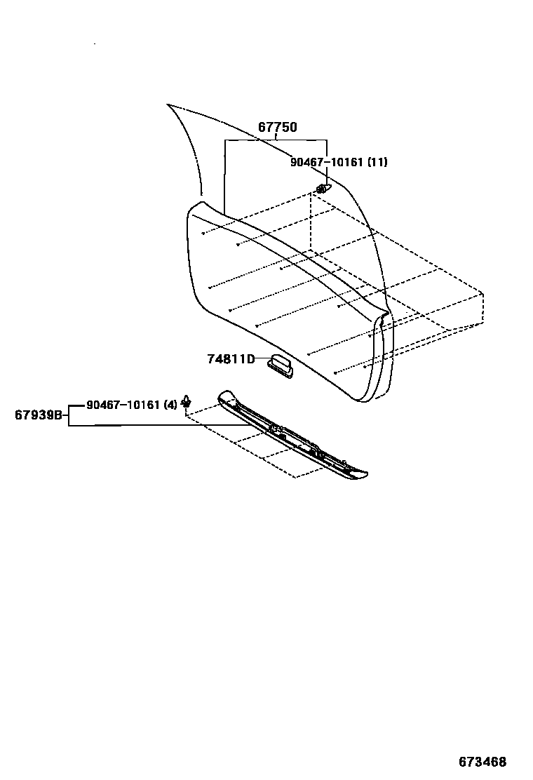 Toyota COROLLA 背门板和背门玻璃 EPC diagram — 673468