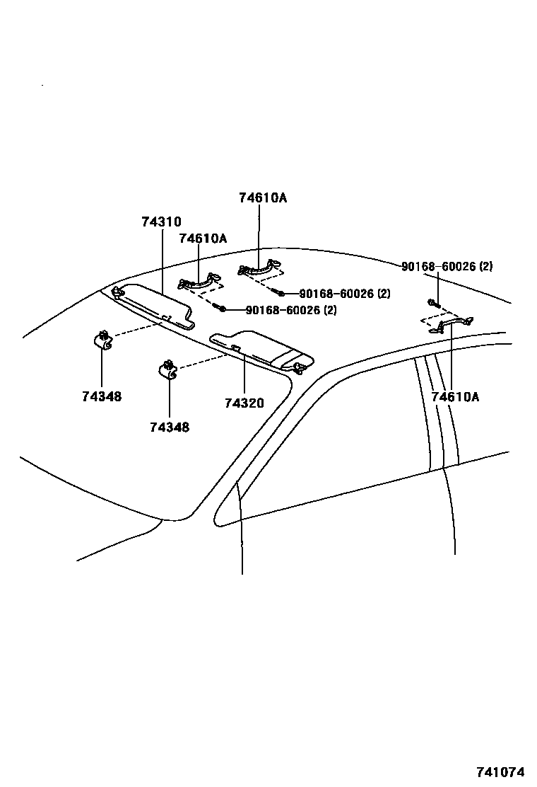 Toyota COROLLA 扶手和遮阳板 EPC diagram — 741074