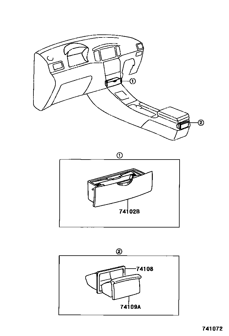 Toyota COROLLA 烟灰盒 EPC diagram — 741072