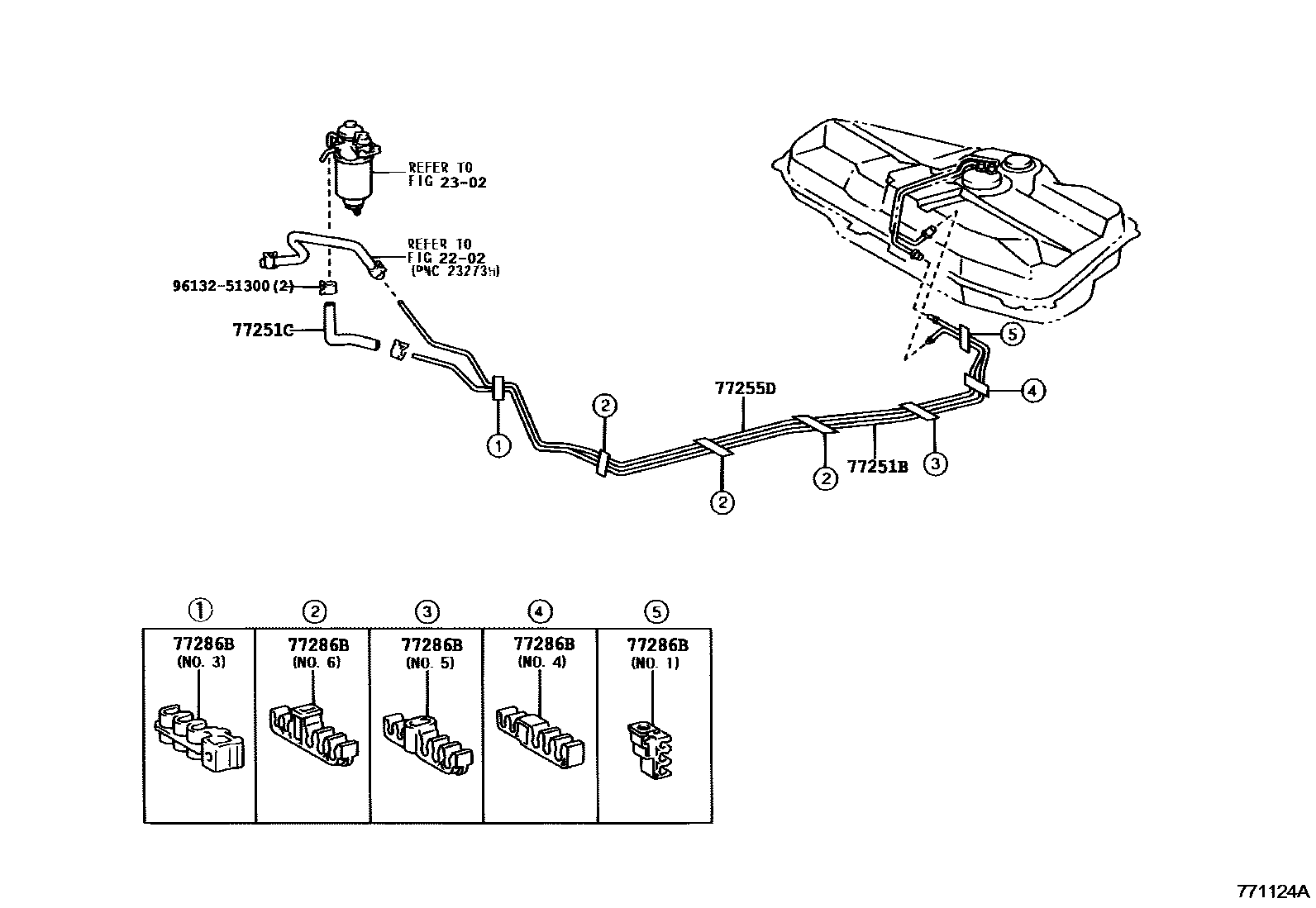 Toyota COROLLA 燃油箱和燃油管 EPC diagram — 771124A