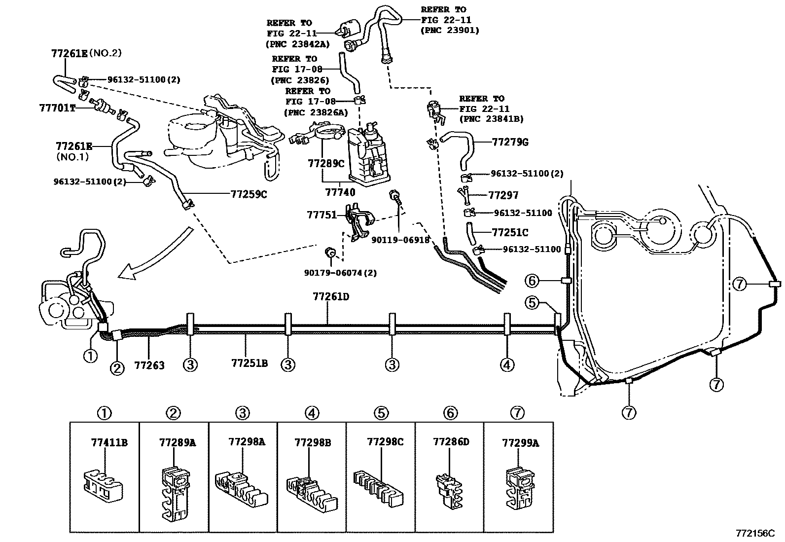 Toyota COROLLA 燃油箱和燃油管 EPC diagram — 772156C